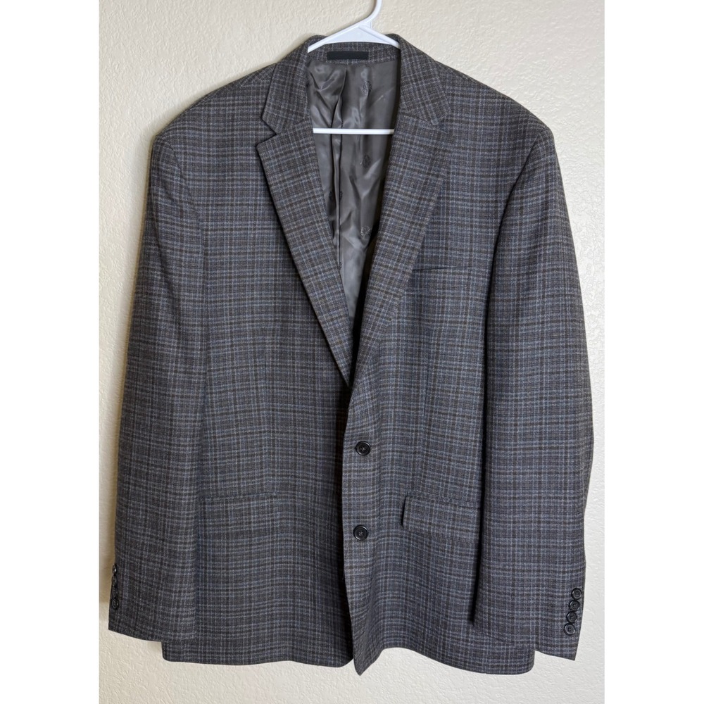 Ralph Lauren LRL Mens 50L Sport‎ Coat Blue Plaid Wool Blend Blazer Preppy Office